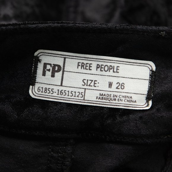 Free People Retro Soft Mini Skirt Velvet High Waist Button Accent Black Size 26 - Picture 4 of 7